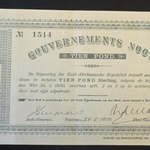 1900 ZAR PRETORIA £10 GOVERMENT BANKNOTE