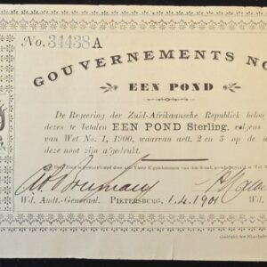 1901 ZAR GOVERNMENT £1 BANKNOTE PIETERSBURG