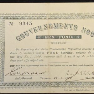 1900 ZAR £1 GOVERMENT NOTE PRETORIA
