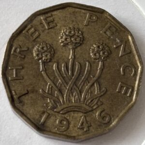 1946 GEORGE VI BRASS THREEPENCE - EXTRA FINE